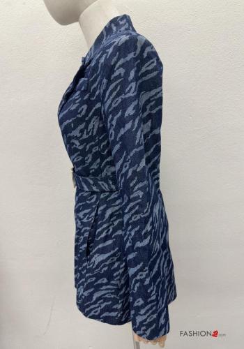 Giacca in Cotone maniche lunghe Fantasia camouflage con cintura scollo a V - ph 5