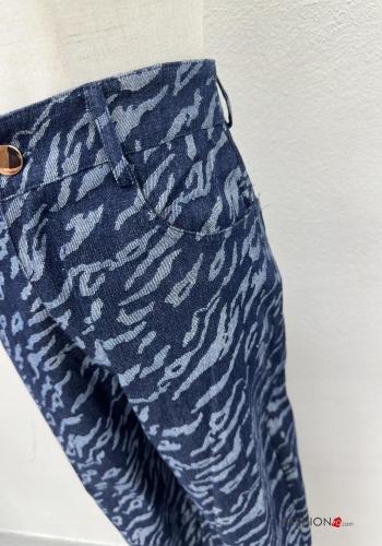 Tarnmuster Denim Jeans aus Baumwolle mit Knöpfen mit Reißverschluss mit Taschen - ph 4