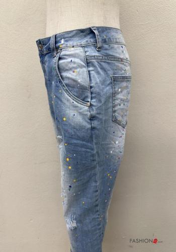 denim Cotton Jeans with buttons with zip with pockets - ph 3