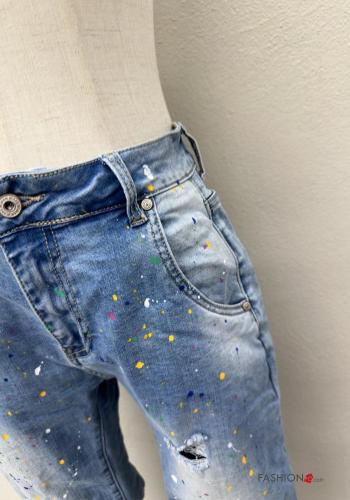 denim Cotton Jeans with buttons with zip with pockets - ph 4