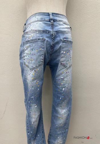 denim Cotton Jeans with buttons with zip with pockets - ph 5