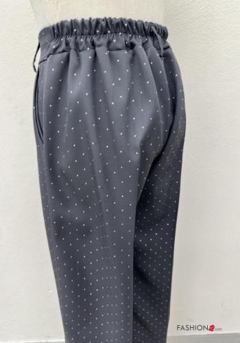 Polka-dot wide leg Trousers with buttons with zip with pockets - ph 4