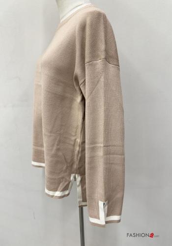 long sleeve crew neck Sweater with split - ph 3