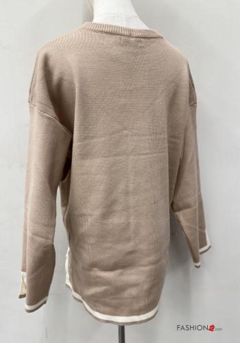 long sleeve crew neck Sweater with split - ph 4