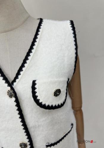Chaleco con bolsillos con cuello en v con botones - ph 2