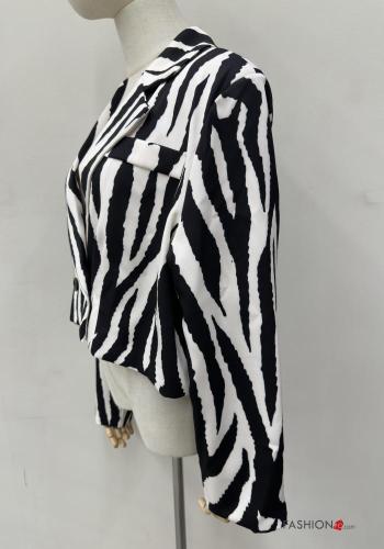 Tiermuster lange ärmel kurz Jacke mit Knöpfen - ph 4