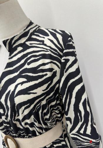 Tiermuster lange Kleid mit Gürtel - ph 4