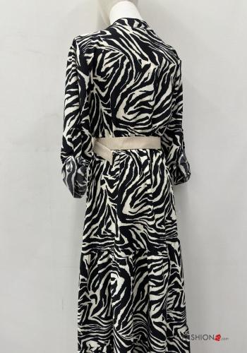 Tiermuster lange Kleid mit Gürtel - ph 6