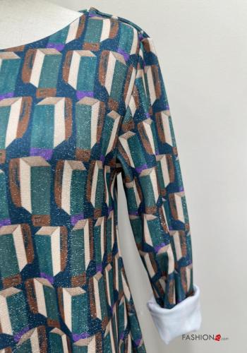 Abito girocollo lurex maniche lunghe Fantasia geometrica - ph 2