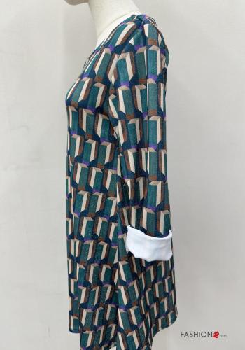 Abito girocollo lurex maniche lunghe Fantasia geometrica - ph 3