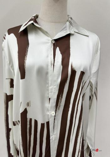 Chemise manches longues à collet Imprimé abstrait à boutons - ph 2