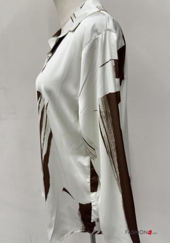 Chemise manches longues à collet Imprimé abstrait à boutons - ph 3