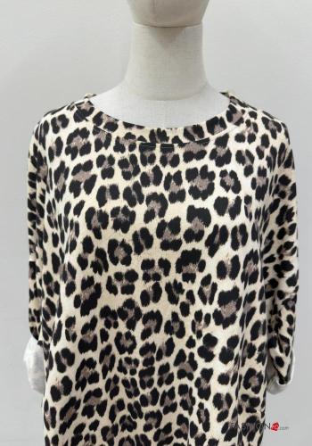 Camisola de mangas compridas gola redonda Padrão animal - ph 2