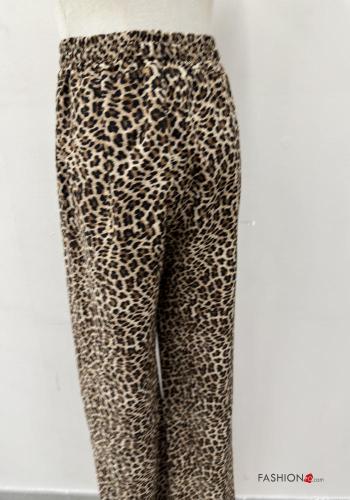 Tiermuster wide leg Hose mit Taschen mit gummizug - ph 5
