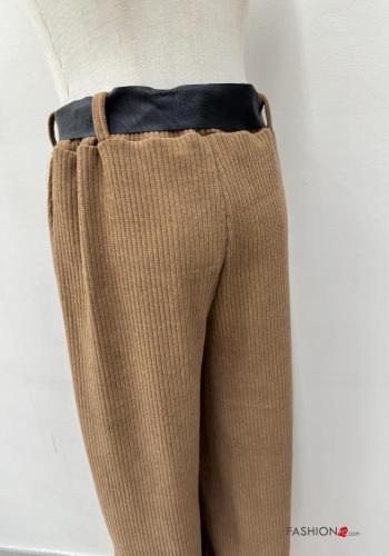 Gerippte wide leg Hose mit Gürtel mit gummizug mit Taschen - ph 4
