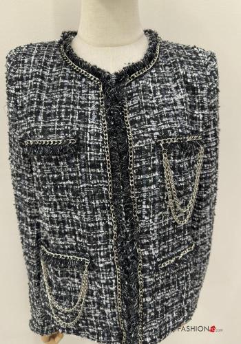 Tweed Jacke mit Taschen mit kette - ph 2