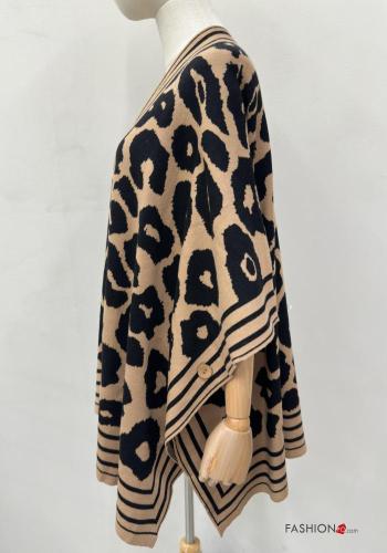 Cape Imprimé animalier à boutons manches à trois-quarts - ph 6