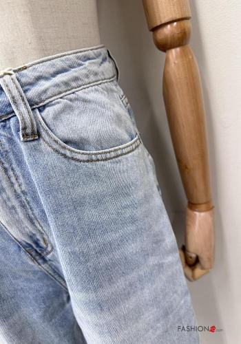 Jeans en Coton à boutons avec fermeture éclair avec poches - ph 3