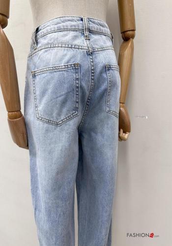 Jeans en Coton à boutons avec fermeture éclair avec poches - ph 4