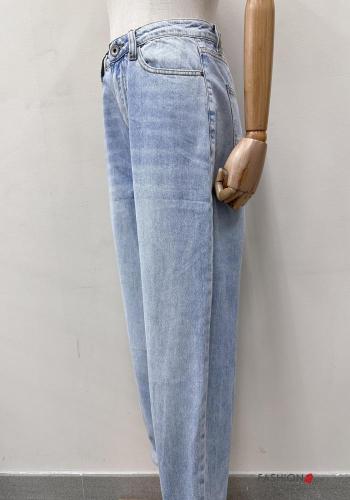 Jeans en Coton à boutons avec fermeture éclair avec poches - ph 5