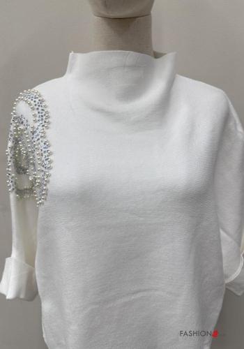 Rollneck 3/4 sleeve with pearls - ph 2