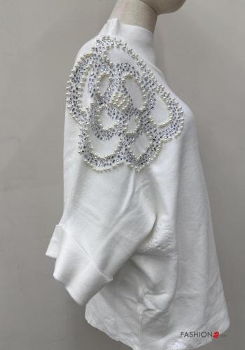 Rollneck 3/4 sleeve with pearls - ph 3