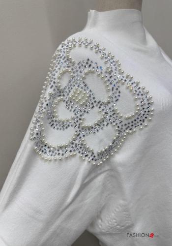 Rollneck 3/4 sleeve with pearls - ph 7
