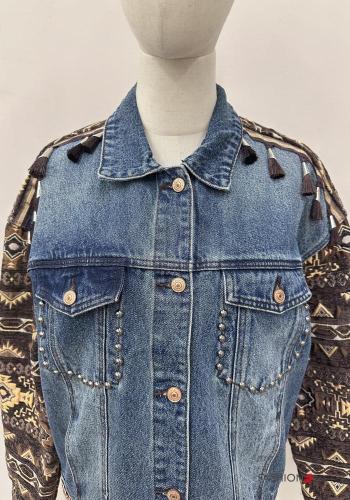 Veste en Coton en denim à broderie avec poches à boutons à franges avec clous - ph 2