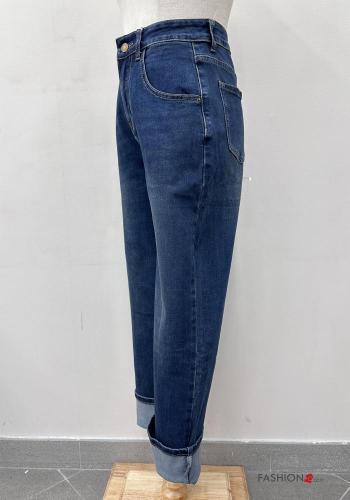 Jeans aus Baumwolle mit Knöpfen mit Reißverschluss mit Taschen - ph 5