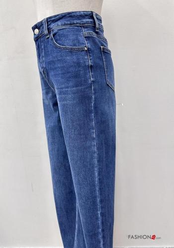 flared Cotton Jeans with buttons with zip with pockets - ph 4