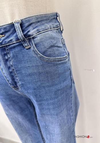 zerrissene destroyed Jeans aus Baumwolle mit Knöpfen mit Reißverschluss mit Taschen - ph 3