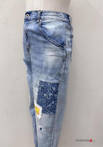 Jeans in Cotone vita alta con tasche con bottoni con zip - ph 3