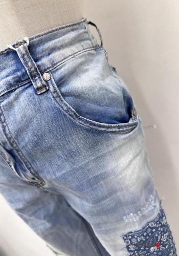 Jeans in Cotone vita alta con tasche con bottoni con zip - ph 4