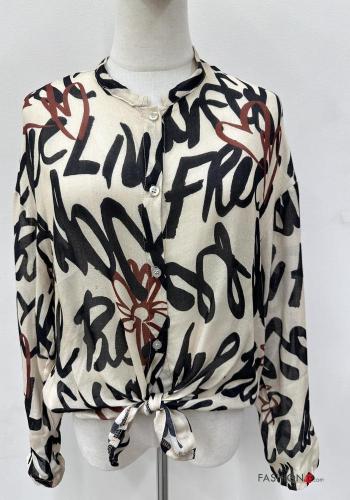 Chemise en Mélange de Laine manches longues Imprimé mixte à boutons - ph 2