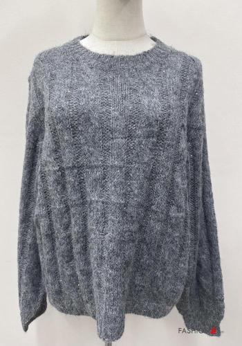 long sleeve crew neck Wool Mix Sweater - ph 2