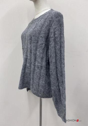 long sleeve crew neck Wool Mix Sweater - ph 3