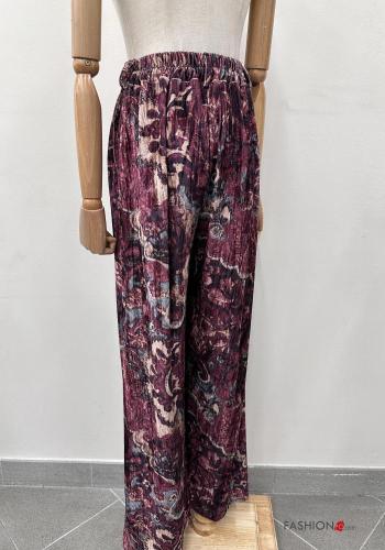 Pantalone wide leg Fantasia astratta con elastico - ph 5
