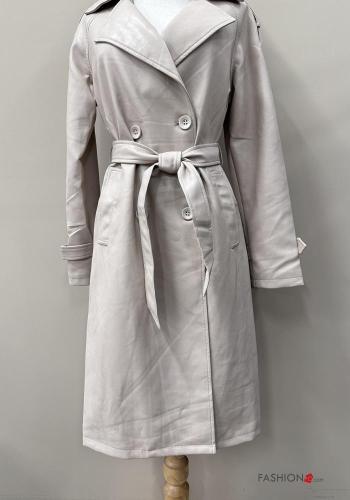 Trench ecopelle con bottoni con cintura con tasche - ph 2