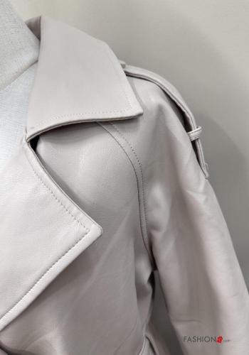 Trench ecopelle con bottoni con cintura con tasche - ph 4