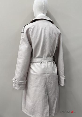 Trench ecopelle con bottoni con cintura con tasche - ph 5