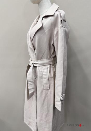 Trench ecopelle con bottoni con cintura con tasche - ph 6