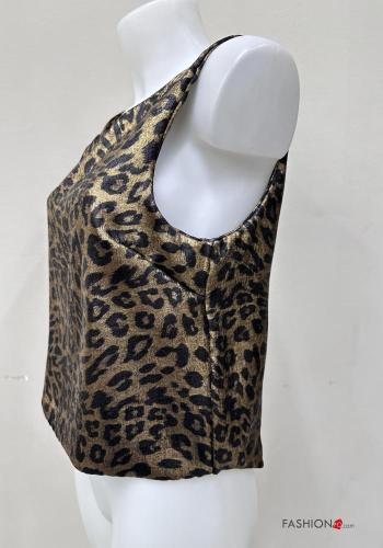 Top senza maniche girocollo corto metallizzato Fantasia animalier - ph 4