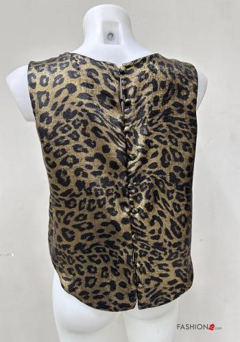 Top senza maniche girocollo corto metallizzato Fantasia animalier - ph 5