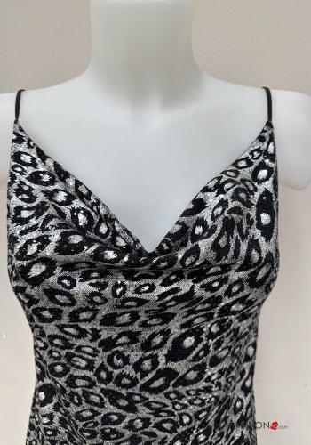Top metallizzato senza maniche scollato sulla schiena Fantasia animalier - ph 2