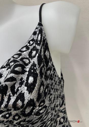 Top metallizzato senza maniche scollato sulla schiena Fantasia animalier - ph 3