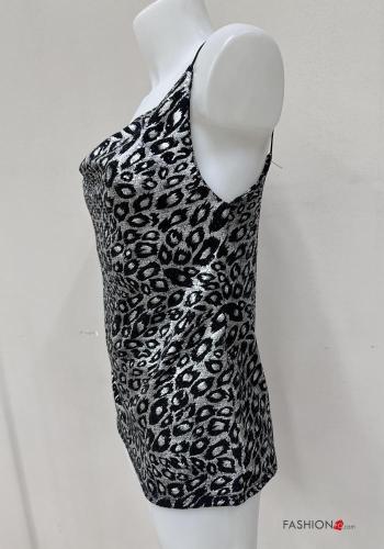 Top metallizzato senza maniche scollato sulla schiena Fantasia animalier - ph 4