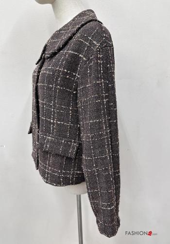 Tartan long sleeve with collar Cotton Jacket with buttons - ph 2