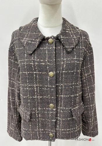 Tartan long sleeve with collar Cotton Jacket with buttons - ph 3