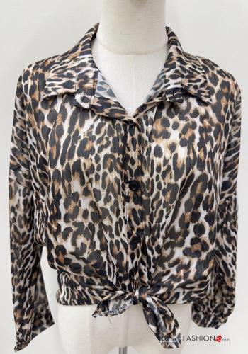 Animal print long sleeve with collar Shirt with buttons - ph 2