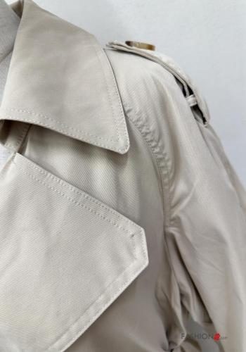 with buckle Trench Coat with buttons with fabric belt with pockets - ph 5